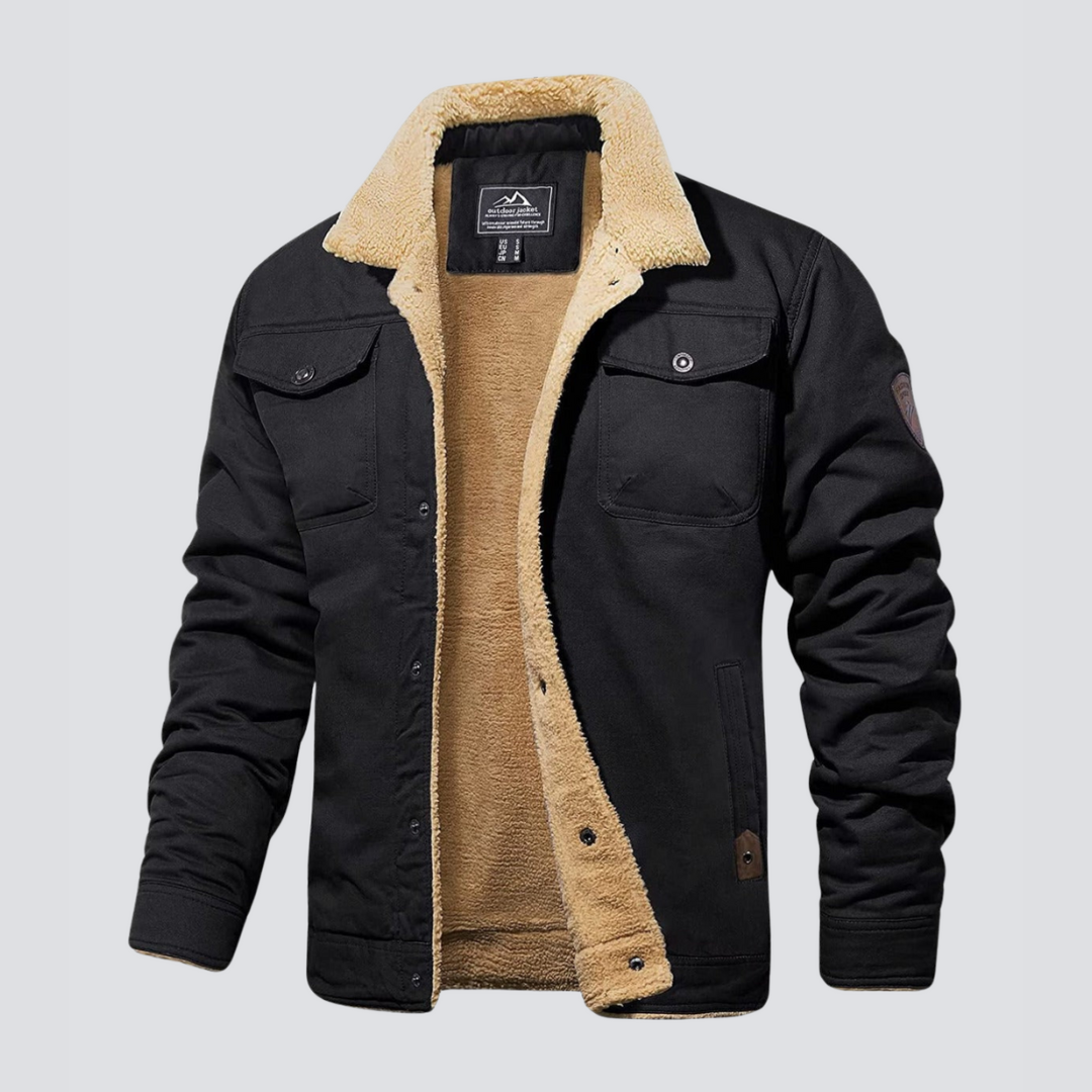 Men's Jacket | Quilted | Sherpa-Lined | Winter - Black