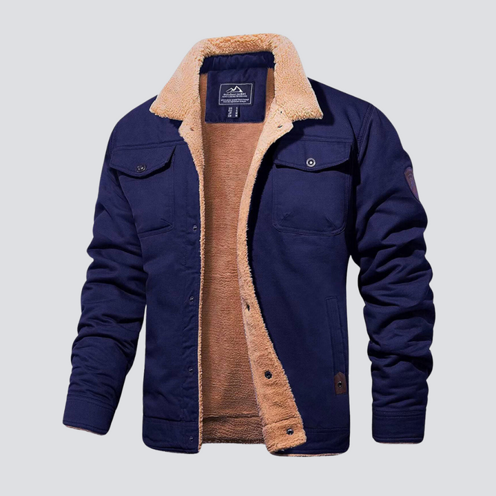 Men's Jacket | Quilted | Sherpa-Lined | Winter - Dark Blue