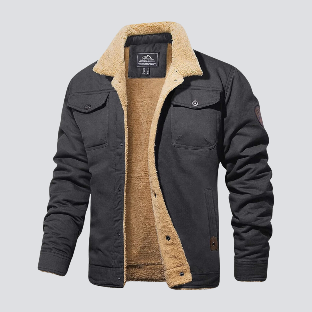 Men's Jacket | Quilted | Sherpa-Lined | Winter - Grey