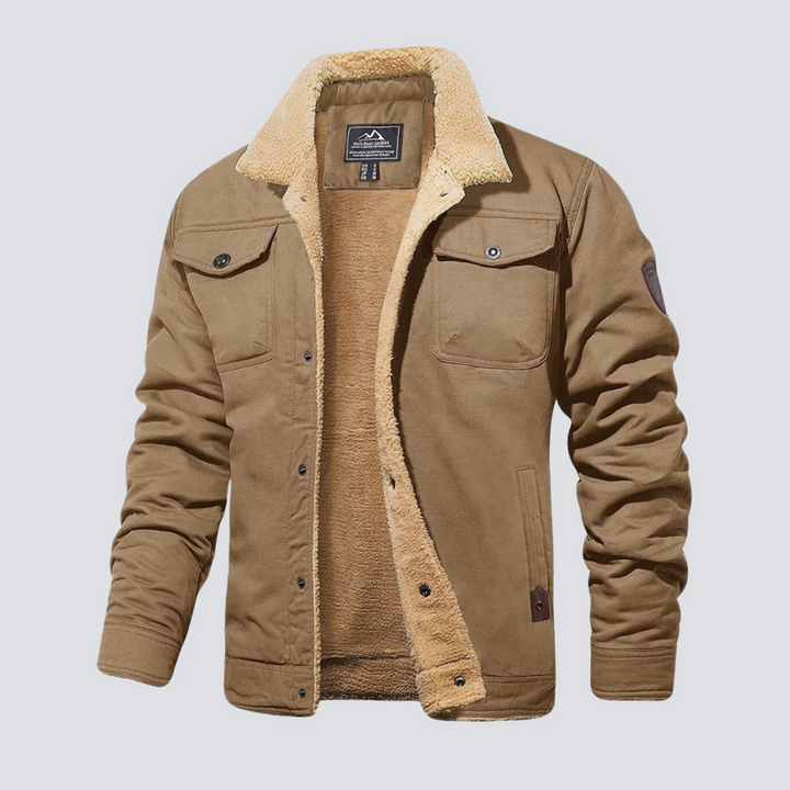 Men's Jacket | Quilted | Sherpa-Lined | Winter - Khaki