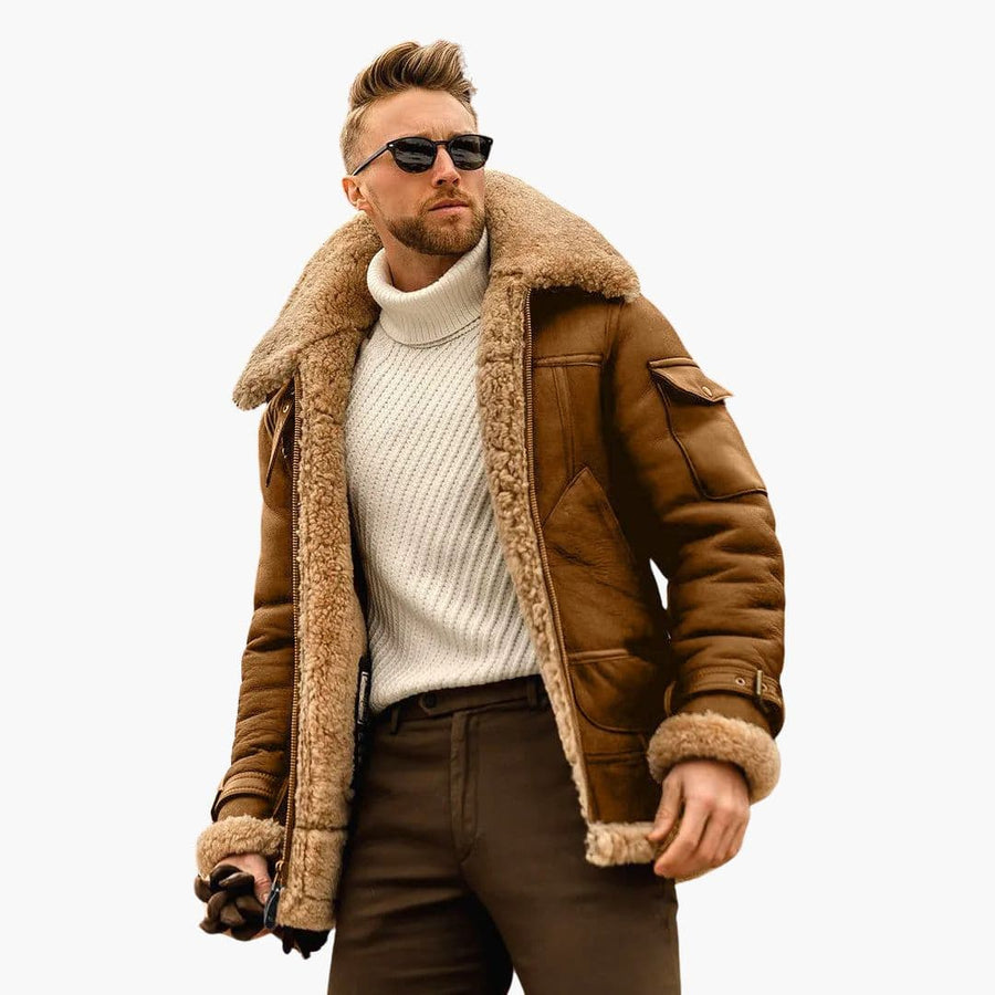 Men's Jacket | Relaxed Fit | Zip-Up | Winter - Brown
