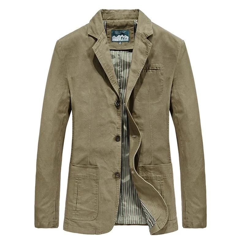 Men's Jacket | Tailored | Button Closure | Khaki | Autumn - Khaki