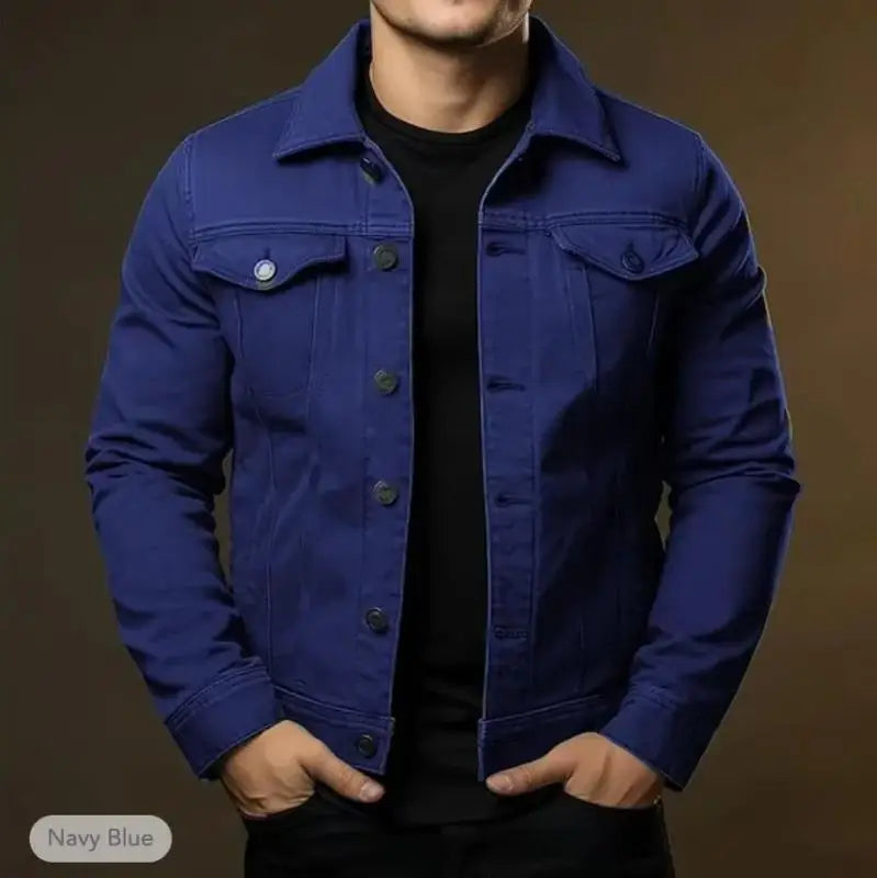 Men's Jacket | Tailored | Button-Down | Autumn - Navy Blue