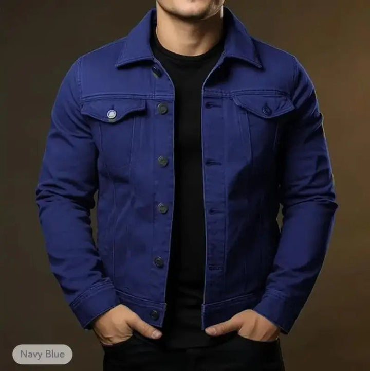 Men's Jacket | Tailored | Button-Down | Autumn - Navy Blue