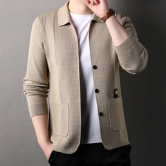 Men's Knit Blazer | Textured | Winter - Beige