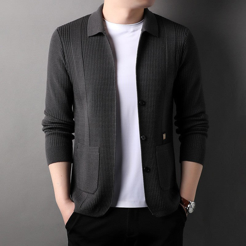 Men's Knit Blazer | Textured | Winter - Gray