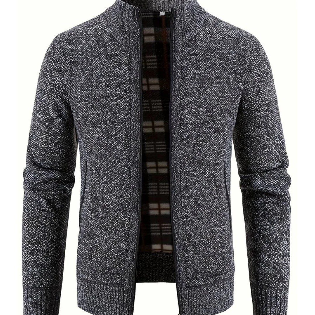 Men's Knit Cardigan Sweater Vest - Warm Layering | Autumn - Dark Grey
