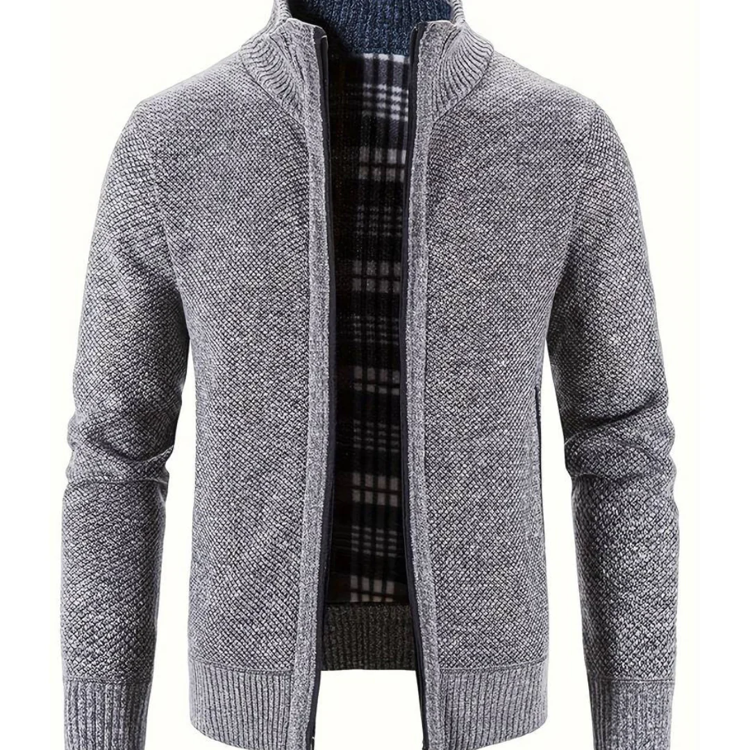 Men's Knit Cardigan Sweater Vest - Warm Layering | Autumn - Light Grey