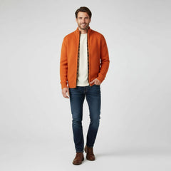Men's Knit Cardigan Sweater Vest - Warm Layering | Autumn - Rust Red