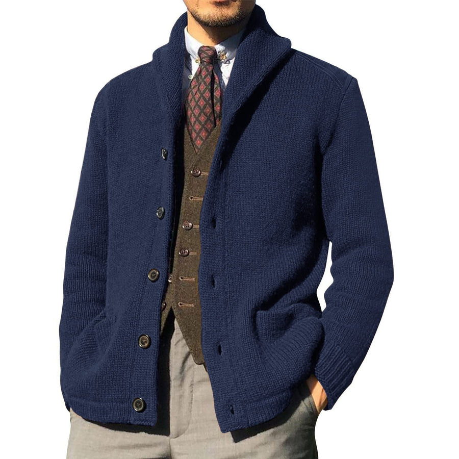 Men's Knit Cardigan with Notch Collar - Versatile Layer | Fall