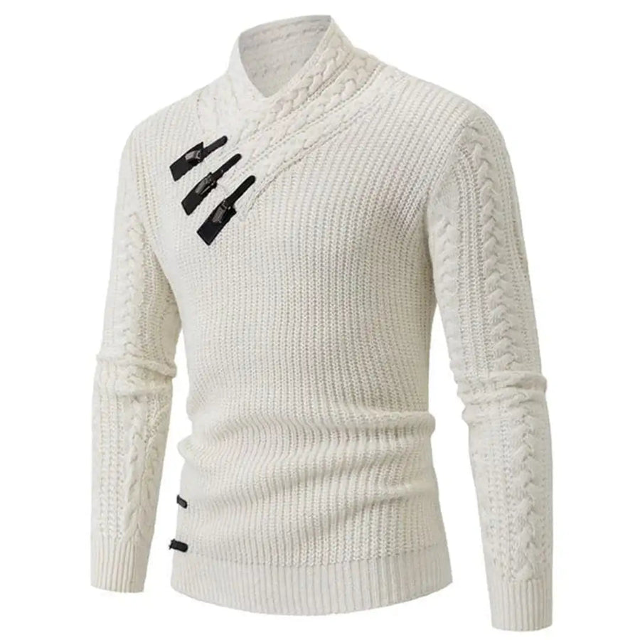 Men's Knit Sweater | Cable Knit | Comfortable | Winter - White