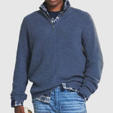 Men's Knit Sweater | Half Zipper | Warm | Winter - Blue