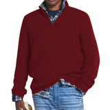 Men's Knit Sweater | Half Zipper | Warm | Winter - Burgundy