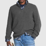 Men's Knit Sweater | Half Zipper | Warm | Winter - Gray