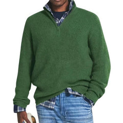 Men's Knit Sweater | Half Zipper | Warm | Winter - Green