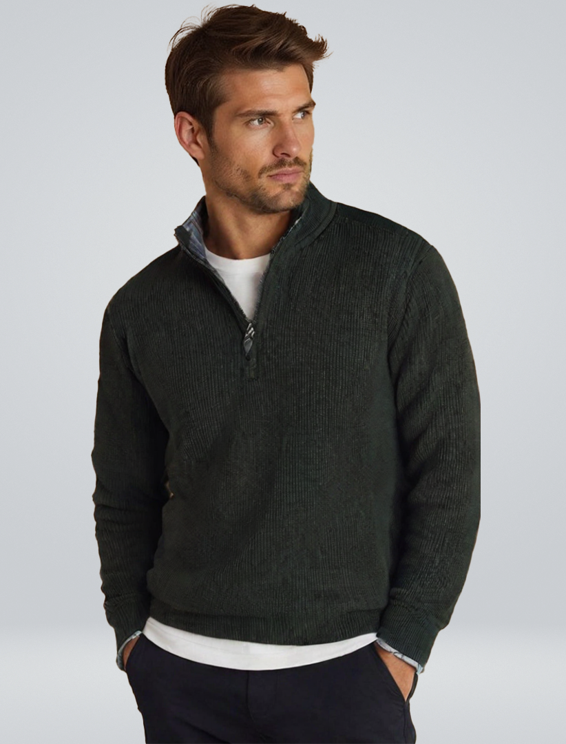 Men's Knit Sweater | Half Zipper | Warm | Winter