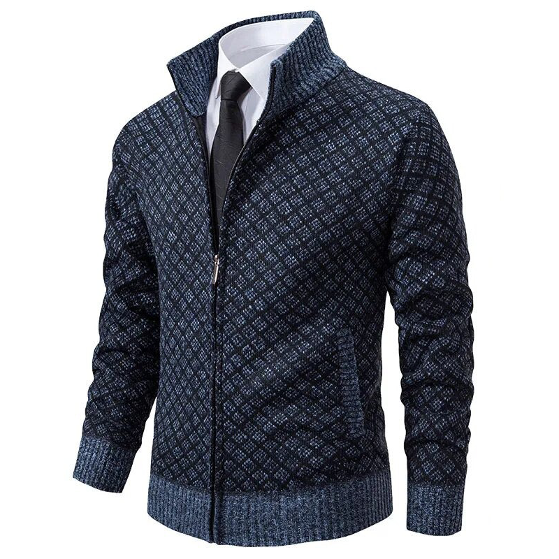 Men's Knit Zip Vest | Pattern | Winter - Blue
