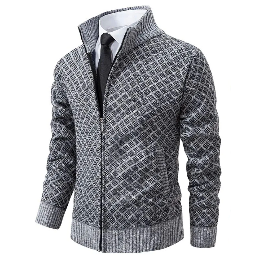Men's Knit Zip Vest | Pattern | Winter - Gray