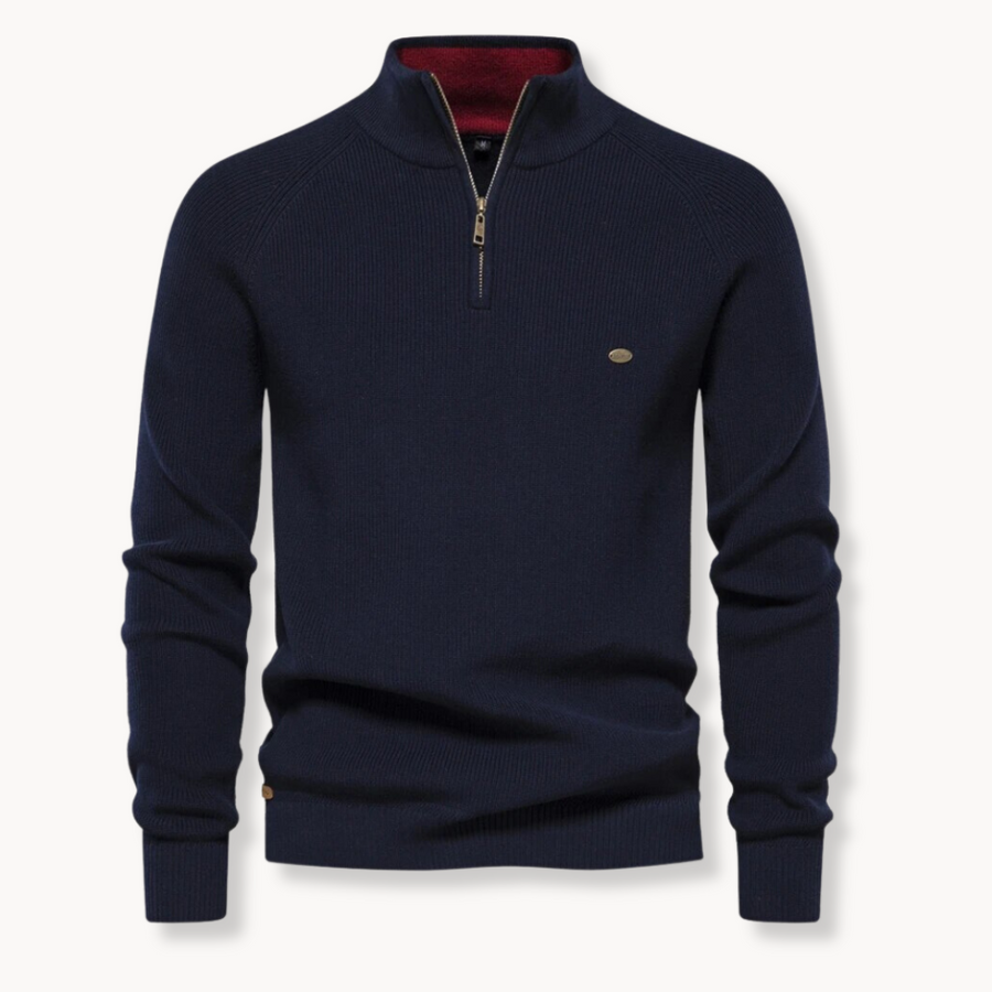 Men's Knitwear | Slim Fit | Zip | Winter - Navy