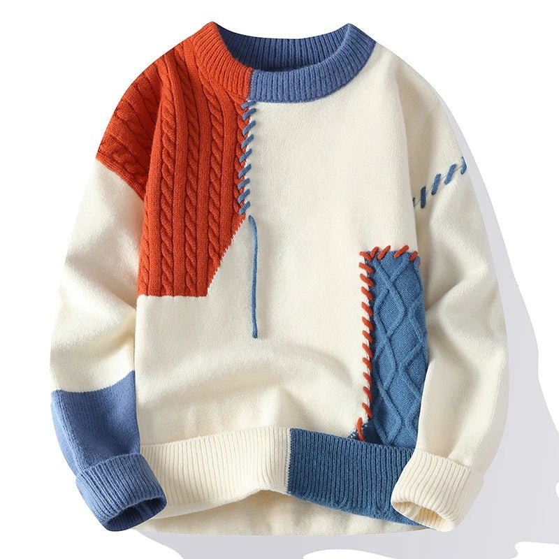 Men's Knitwear | Vintage Panel | Crew Neck | Winter - Orange