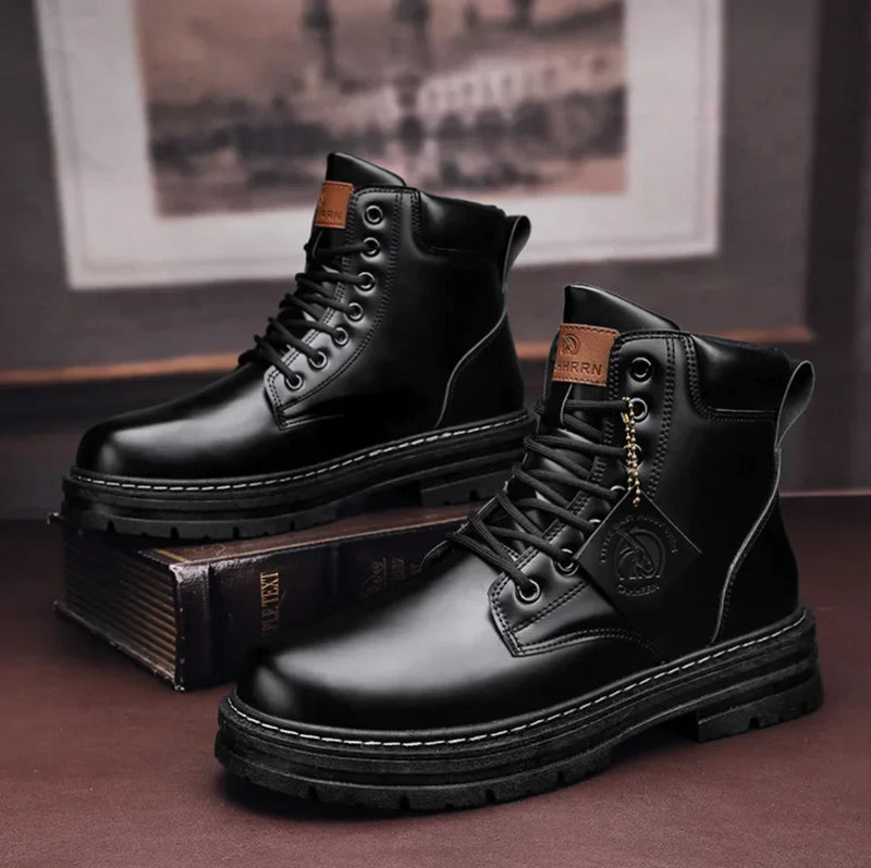 Men's Lace-Up Boots | Rugged Style | Winter - Black