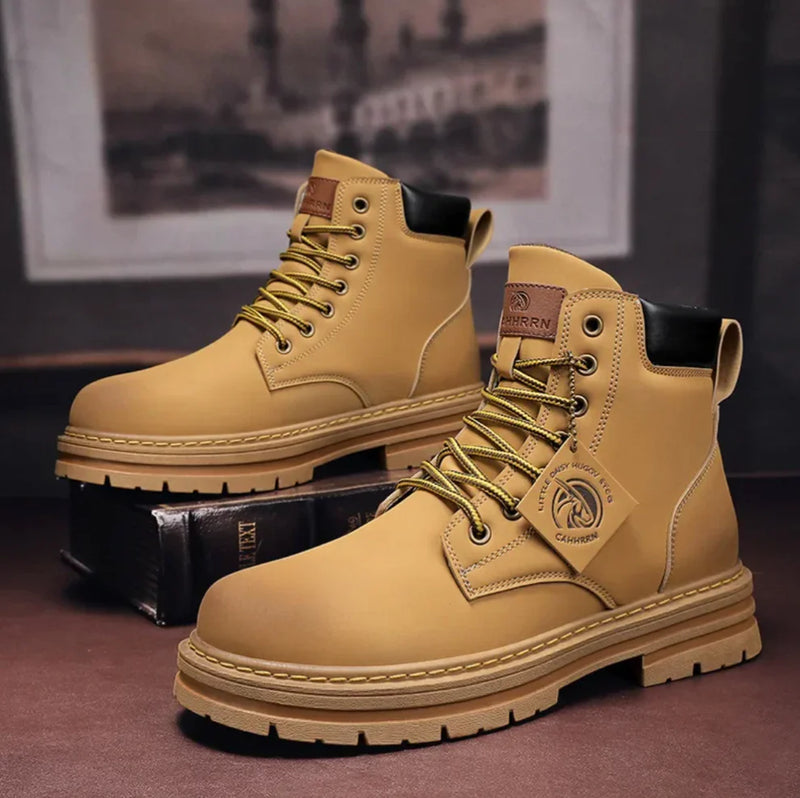 Men's Lace-Up Boots | Rugged Style | Winter - Brown