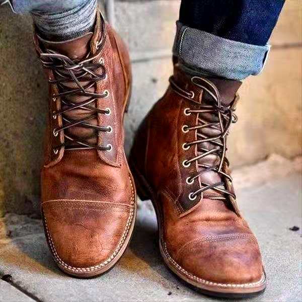 Men's Lace-Up Shoes | Vintage | Casual | Spring - Brown