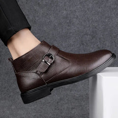Men's Leather Ankle Boots | Buckle Detail | Classic | Winter