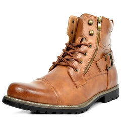 Men's Leather Boots | Lace & Buckle | Autumn - Brown