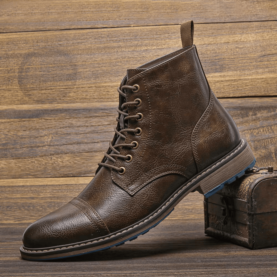 Men's Leather Boots | Lace-Up | Classic Brown | Winter - Brown