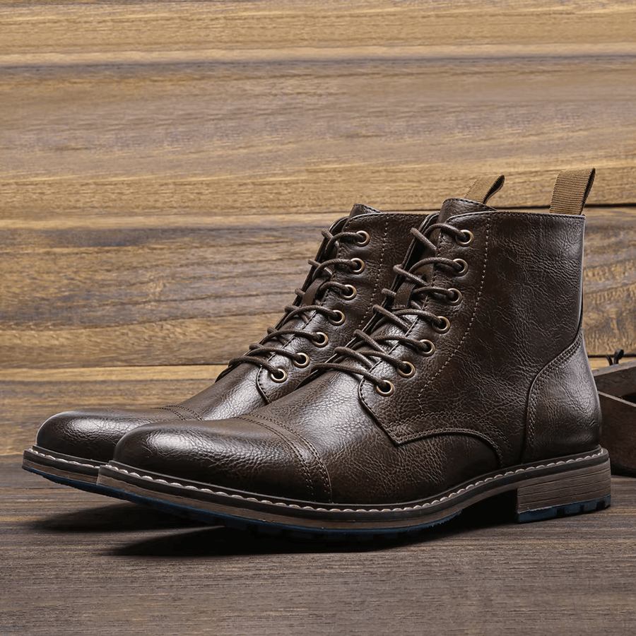 Men's Leather Boots | Lace-Up | Classic Brown | Winter