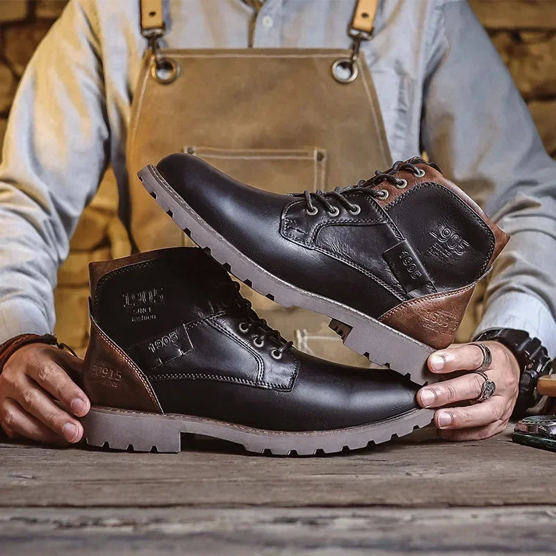 Men's Leather Boots | Rugged | Winter - Black