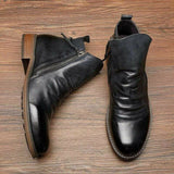 Men's Leather Boots | Western Style | Casual | Winter - Black
