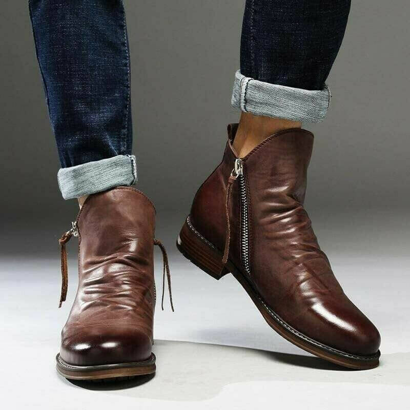 Men's Leather Boots | Western Style | Casual | Winter - Brown