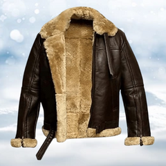 Men's Leather Jacket | Sherpa Lined | Aviator | Winter