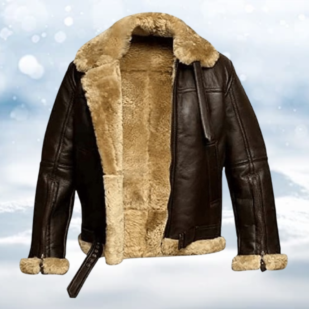 Men's Leather Jacket | Sherpa Lined | Aviator | Winter