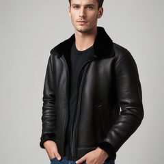Men's Leather Jacket | Sherpa Lined | Aviator | Winter