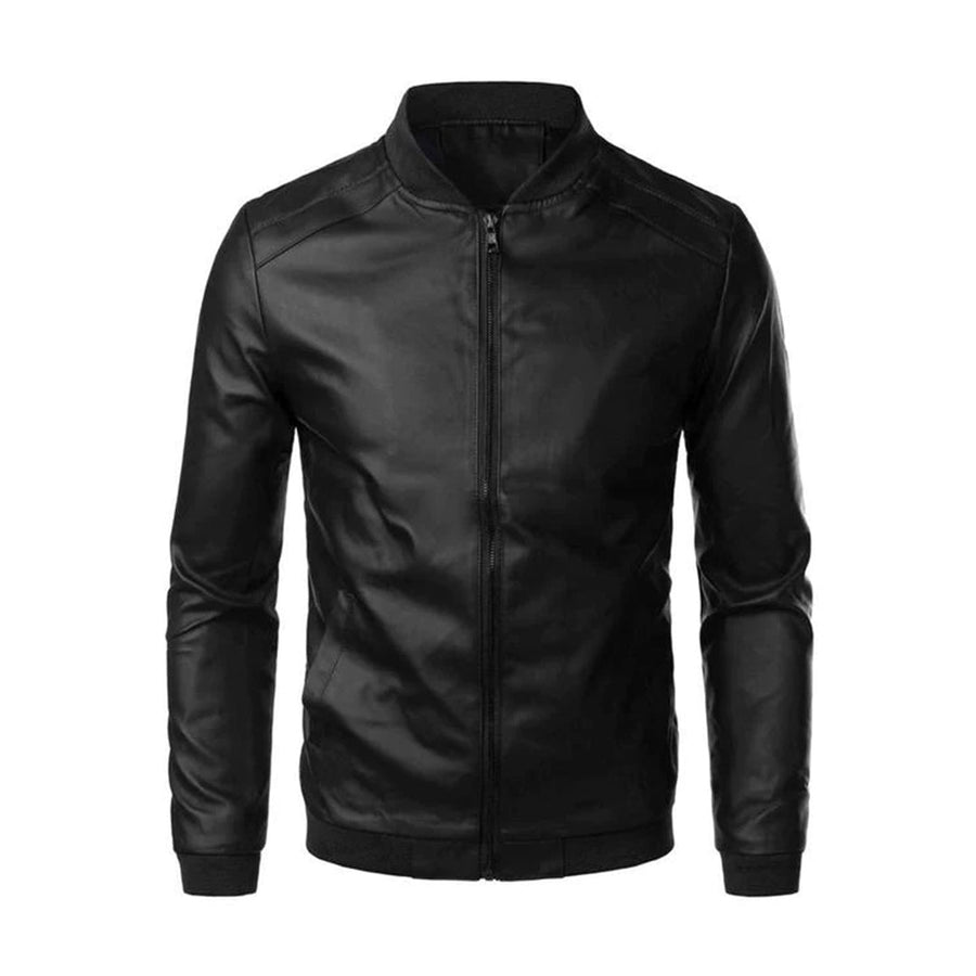 Men's Leather Jacket Slim Fit - Classic Biker Style | Fall - Black