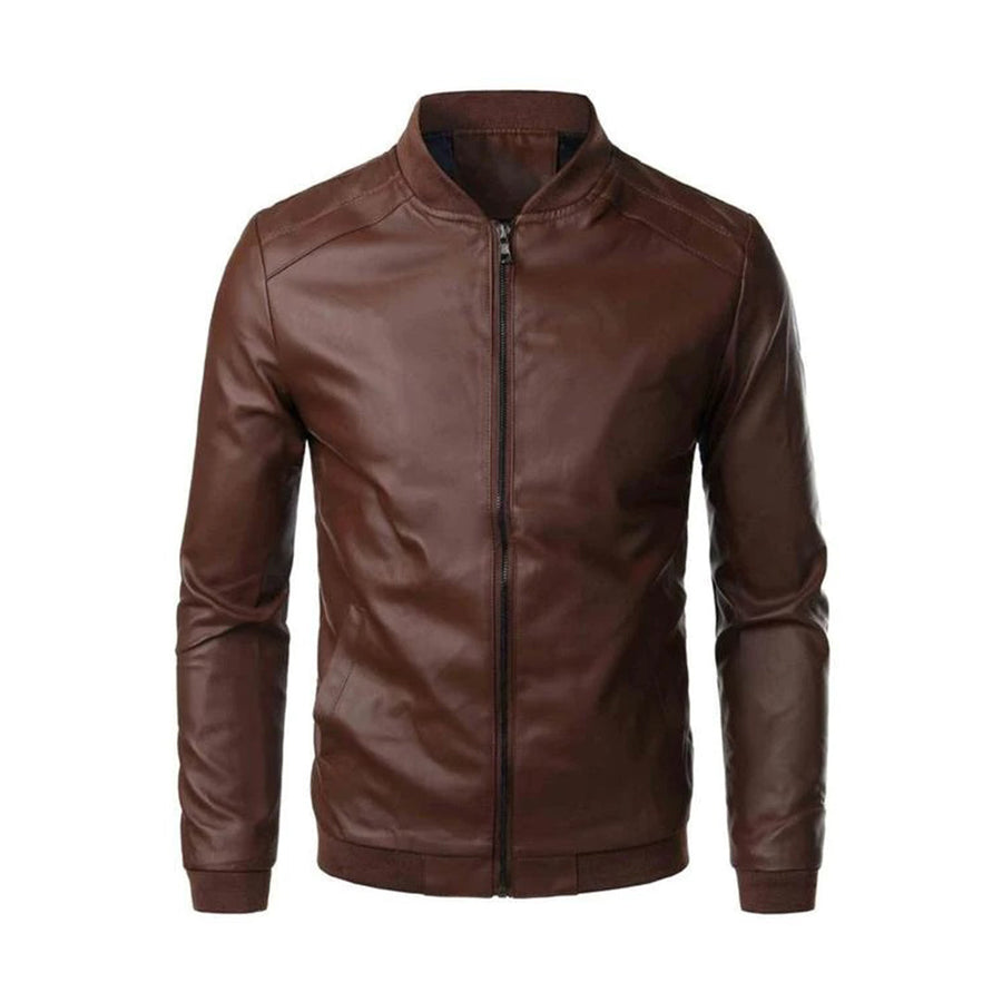 Men's Leather Jacket Slim Fit - Classic Biker Style | Fall - Brown