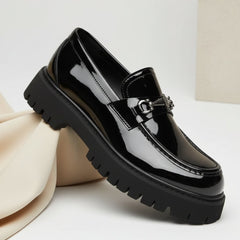 Men's Leather Loafers Platform Sole Business Dress Shoes | Autumn