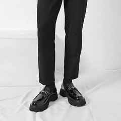 Men's Leather Loafers Platform Sole Business Dress Shoes | Autumn