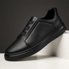 Men's Leather Slip-On Sneakers Elastic Strap | Spring