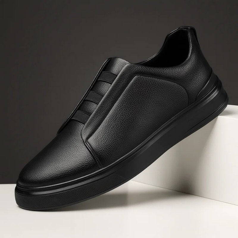Men's Leather Slip-On Sneakers Elastic Strap | Spring