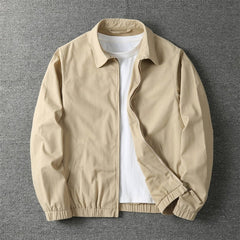 Men's Lightweight Zip-Up Bomber Jacket - Relaxed Fit | Spring - Beige