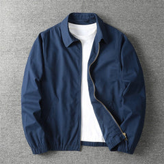 Men's Lightweight Zip-Up Bomber Jacket - Relaxed Fit | Spring - Navy