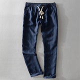 Men's Linen Look Pants | Relaxed Fit | Breathable | Summer - Deep Blue