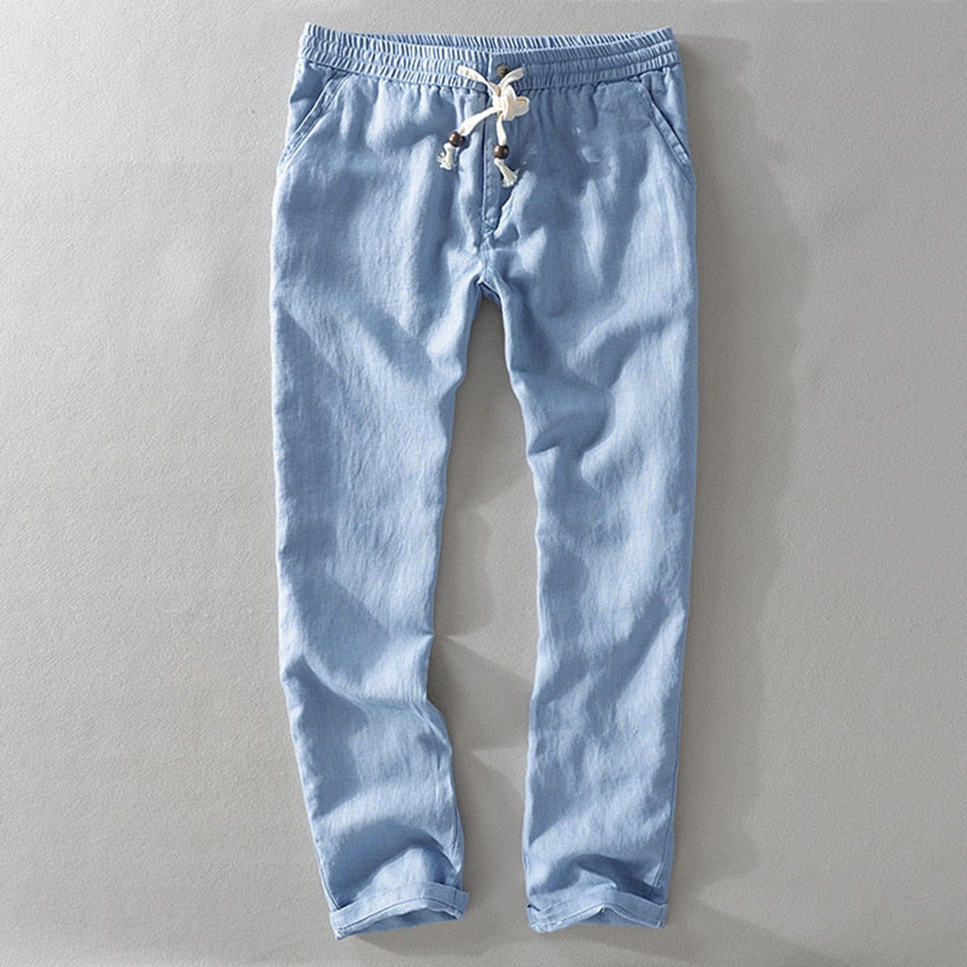 Men's Linen Look Pants | Relaxed Fit | Breathable | Summer - Light Blue