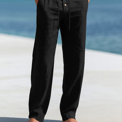 Men's Linen Pants - Breathable Summer Trousers - Black