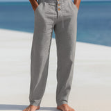 Men's Linen Pants - Breathable Summer Trousers - Grey