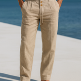 Men's Linen Pants - Breathable Summer Trousers - Khaki